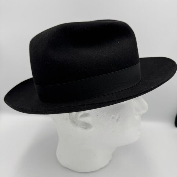 Borsalino Linea Augusta Italy Black Fur Felt Fedora Hat 57 7 1/8 Worth & Worth - Picture 7 of 16